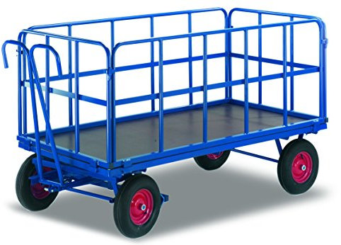 VARIOfit Handpritschenwagen mit 4 Rohrgitterwänden Vollgummibereifung 1.140 x 740 mm Traglast 1.000 kg