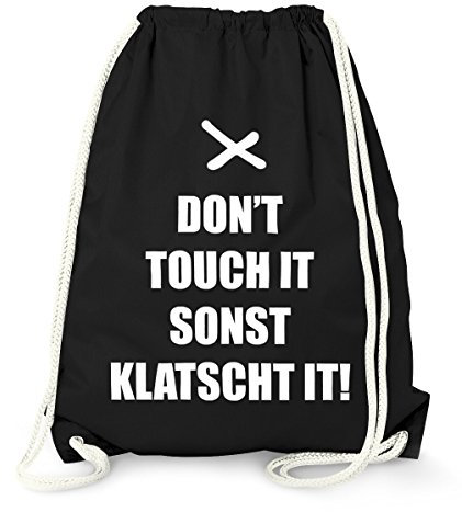 MoonWorks Turnbeutel Gym Bag - Don't touch it sonst klatscht it schwarz unisize