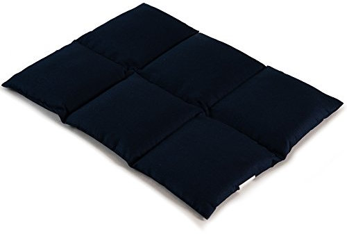 Coussin aux graines de lin 40x30 - Compresse chaud ou froid - Grande bouillotte sèche - Coussin thermique (6 compartiments; Design: Bleu foncé)