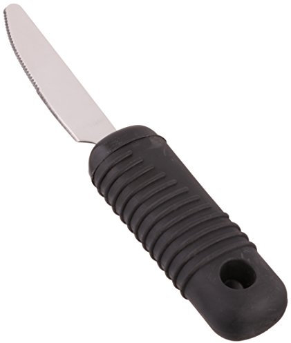 Sammons Preston Sure Grip Knife, Stainless Steel Dinner Knife with Thick Rubber Handle, Comfortable and Easy to Hold Silverware with Grips for Weak Grasp, 8 Long Utensil with Good Grips