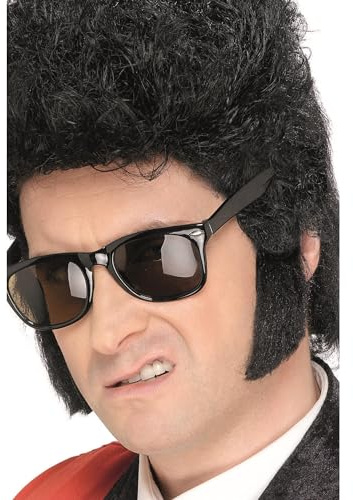 Smiffys Teddy Boy Sideburns, Black Self Adhesive, 1950's Rock'n'Rolla Fancy Dress, Adult Dress Up Cosmetics & Disguises Halloween