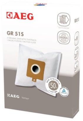 AEG Gr 51S - Bolsas sintéticas para aspiradora, 4 unidades, incluye 1 microfiltro