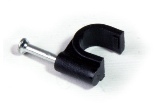 Loops 200x 7mm External Black Round Cable Clips with Brick/Wood Nail - Outdoor Aerial Wall Mounts - Perfect for Coax/Coaxial, CAT5e/CAT6, RG59/RG6 & Sky Satellite Cable