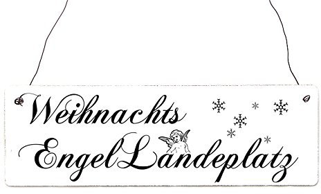 Interluxe Shabby Vintage Schild Türschild WEIHNACHTSENGEL LANDEPLATZ Weihnachten Deko