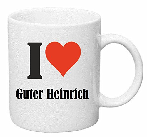 Reifen-Markt Kaffeetasse I Love Guter Heinrich Keramik Höhe 9,5cm ? 8cm in Weiß