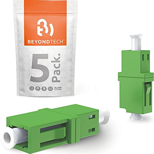 BEYONDTECH LWL-LC-auf-LC-Adapter, Singlemode APC Simplex, Glasfaser-Extender/Faserkoppler-Serie, 5 Stück