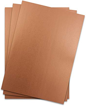 Metallic Papier DIN A4 21,0 x 29,7 cm - Kupfer-Matt Metallic - 50 Stück - glänzendes Bastelpapier 90 g/m² - Rückseite Weiß - Für Einladungen, Hochzeiten