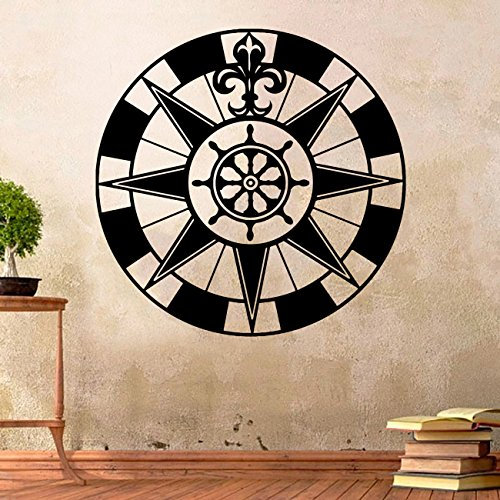 KOMPASS X Windrose Aufkleber Wandtattoo Wandaufkleber Sticker (Schwarz, 20 x 20 cm)