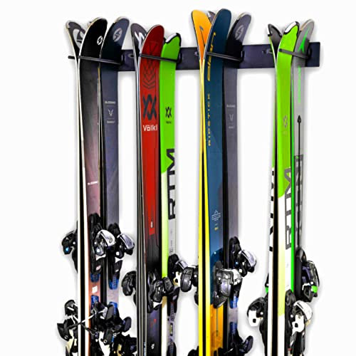 StoreYourBoard Support de rangement mural pour ski, détient 8 paires, support de skis pour maison et garage en acier (Noir)