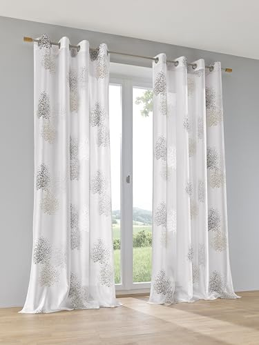 Kutti Vorhang Gardine Ösenschal Bellinda Weiss Taupe Breite 135 x Höhen 145 cm (1 STK)