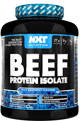 NXT Nutrition Beef Protein Isolate Powder - Protein Powder High in Natural Amino Acids - Paleo, Keto Friendly - Dairy and Gluten Free - Muscle Recovery | 1.8kg (Blue Raspberry)
