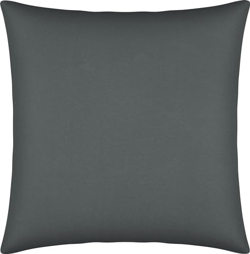Erwin Müller Kissenbezug, Kissenhülle Single-Jersey Murnau - anthrazit Größe 80x80 cm - bügelfrei, strapazierstark, elastisch, mit Reißverschluss