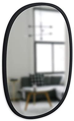 Umbra Hub Wandspiegel – Ovaler Spiegel für Diele, Badezimmer, Wohnzimmer und Mehr, Schwarz, 45x60 cm