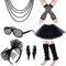 80s Fancy Party Costume Accessories Set,Adult Tutu Leg Warmers Fishnet Pink Gloves Neon Necklaces Bead 80s Lace Bow Headband Lighting Earrings Sunglasses,1980s Fancy Dress Girls Women Night Out Party