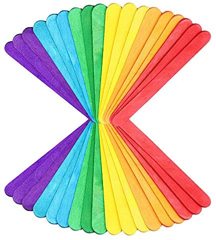 Weddecor Lollisticks de madera con bordes redondos, coloridos piruletas, palillos naturales para modelar a escalas, decoración de pared para el hogar, diseño de decoración, 150 mm x 18 mm, 300 piezas