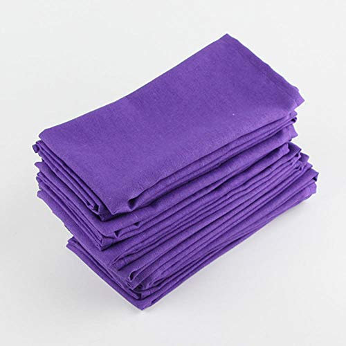 QINS Set von 12 Stück Stoff Servietten 40x40Cm Baumwolle Leinen Servietten Tischset Esstisch Servietten Matte Kinder Tisch Serviette Stoff, lila