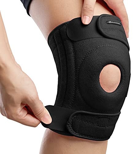 AVIDDA Knee Support, Open Patella Knee Brace for Men Women, Neoprene Knee Braces for Joint Pain, Sports, Walking, Running, Black Size M-XL (18.5 to 22.5)