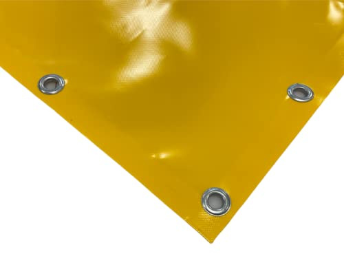 TENDAGGIMANIA PVC-Plane mit Ösen aus Aluminium, 650 g/m²- extra stark -mit umlaufendem Saum und Rundösen im Abstand von ca. 50cm- Massnahme 3m x 4m - Farbe: Gelb