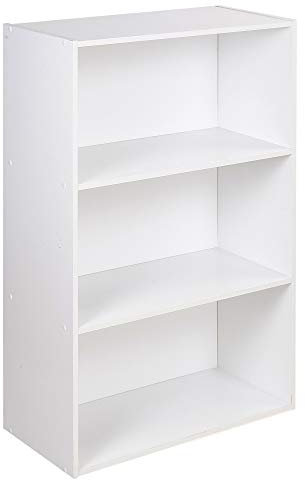 URBNLIVING Oslo Wide 3 Tier Wooden Shelf Bookcase Stand (White)