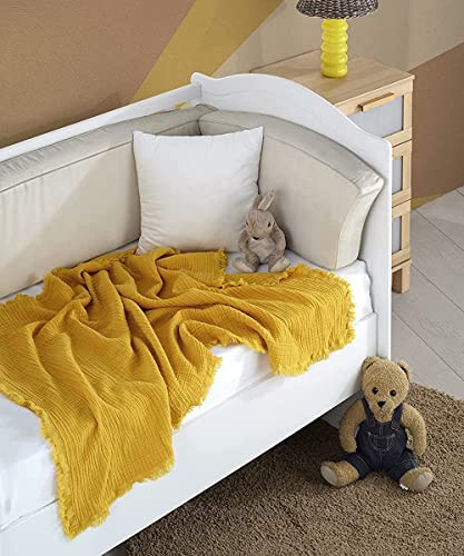 BOHORIA® Musselin Baby Kuscheltuch 4-lagig Oeko Tex | 100% Baumwolle | Überwurf für Sofa, Sessel & Bett | Kuscheldecke Babydecke Mulltuch (80 x 80 cm, Sun)
