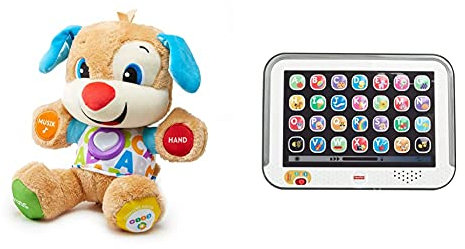 Fisher-Price FPM50 - Lernspaß Hündchen, deutschsprachig, ab 6 Monaten & -Price CDG57 - Lernspaß Tablet, grau