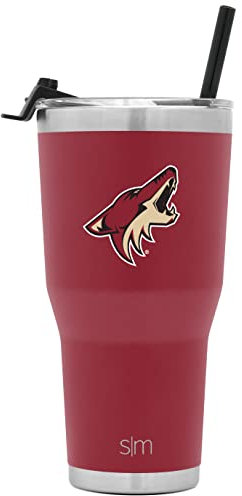 Simple Modern Offiziell lizenziertes NHL Arizona Coyote Tumbler mit Strohhalm und Klappdeckel, isolierte Edelstahl-Thermoskanne, 850 ml, Cruiser-Kollektion, Arizona Coyote