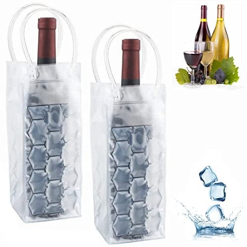 Ice Wine Sleeve, Ice Wine Chiller, Wine Cooler Refrigerator, Wine Bottle Chiller Cooler for Red White Champagne or Sparkling. Gel Cooling Holder Freestanding Carrier Chilling (Clear Wine Bag)