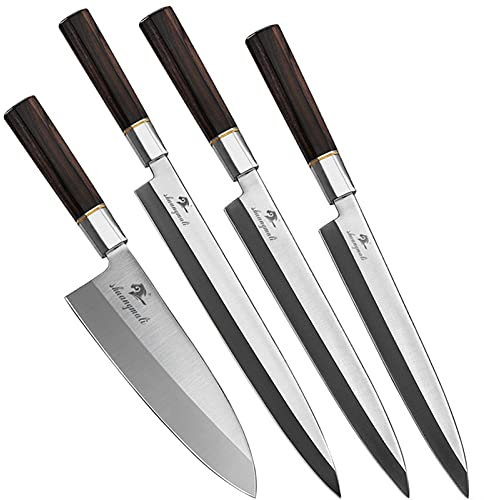 Laxfiletering av kombinationsuppsättning 5CR15 Stålkock sushi knivar set skärning fisk deba sashimi kniv med trähandtag kök kniv (Color : Sashimi Deba)