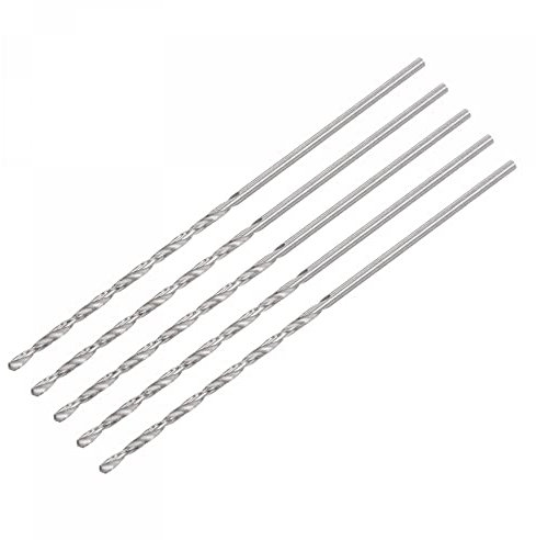 sourcing map 5uds 1.5mm Mini Micro Helicoidales broc*s, Alta-Velocidad Acero Recto Vástago Extra Largo Taladro broc* 70mm para Aluminio Aleación