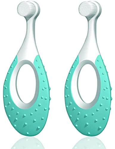 baby zahnbürste Super weich nano zahnbürste , baby zahnbürste ab 6 monate - 18 Monate,nano zahnbürste baby weich mit zungenreiniger 2 Packung (blau)