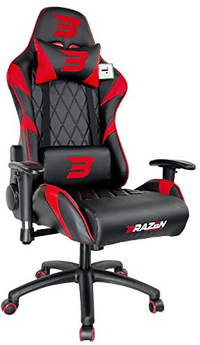 BraZen Venom Ergonomic PC Office Computer Adult Gaming Chair for Adults PC Office Computer Adults Gaming Chairs for Adult Gamers Chairs Video Game Gamer Ergonomic - Red Black