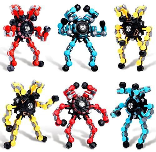 6pcs Transformable Fidget Spinner Toy, Funny DIY Fingertip Spin Top Toys, Hand Finger Spinner Creative Fingertip Mechanical Gyro for Kids Adults, All Ages Sensory Fidget Toys