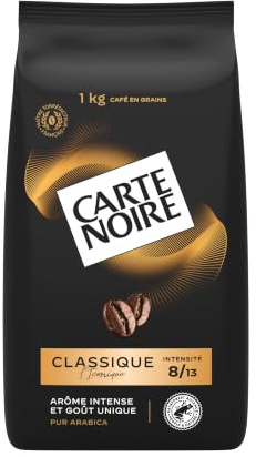 Carte Noire Grains Espresso Classique, 1kg | 100% Arabica d'Amérique Centrale & Amérique du Sud - Arôme intense & goût unique - Torréfaction Ambrée