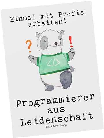 Mr. & Mrs. Panda Postkarte Programmierer Leidenschaft - Geschenk, Geburtstagskarte, Einladungskarten Geburtstag, IT-Spezialist, Computerfreak,