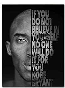 Kobe Inspirational Quotes Canvas Wall Art Bryant Motivational Canvas Print for Men Boys Room Decor LA Lakers Black Mamba Poster Pictures Gift Idea for Dear Kobe Basketball Fans, UNFramed,40×60cm