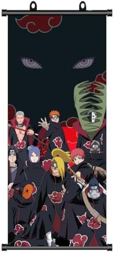 ZPPLD Naruto Rollbild, Großes Anime Poster, Akatsuki Wanddekoration, Manga Videospiel Scroll, Stoff Poster 70 * 30cm