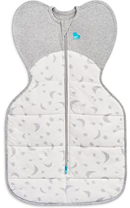 Love To Dream Pucksack, Baby Erstausstattung Neugeboren (3.6-6kg), ideal für kalte Raum Temperaturen (< 16°C), Arme hoch Position, zweiweg-Reißverschluss für einfaches Windelwechseln, Schlafsack Weiß