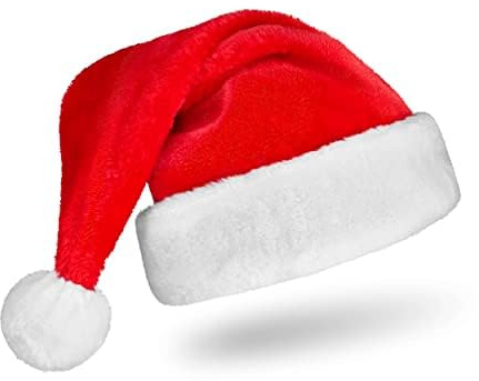 Balinco Bonnet de Noël rouge adulte I Bonnet de Père Noël I Accessoires pour costume de fête de Noël I Bonnet à pompon en peluche pour Noël I Saint Nicolas I Carnaval I Mardi gras