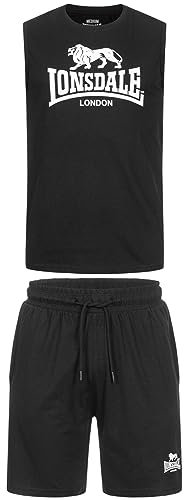 Lonsdale Herren ärmelloses T-Shirt & Shorts Set normale Passform ALLANTON Black/White M 117434