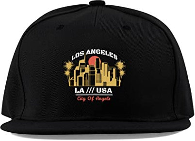 Maikomanija Los Angeles LA City of Angels USA California Cotone Visiera Piatta Berretto Baseball Cappellino Trucker Cappello Unisex Sport Traspirante, Nero , Etichettalia unica