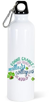 Gourde 750ml Collègue Bouteille d’Eau Aluminium Réutilisable Ecologique avec Mousqueton. Idée Cadeau Original Humour Homme Femme Retraite Mutation Pot Départ Sport Voyage Bureau Anniversaire Noël