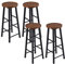 WOLTU 4X Barhocker Bistrohocker Tresenhocker Barstuhl, Gestell aus stabilem Stahl, Stizfläche aus MDF, Dunkelbuche BH130dc-4