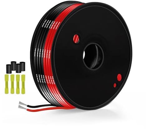 Cable Eléctrico de Silicona Flexible 10 AWG,THUN-CT,5,26 mm² - 12 Metros (6 Metros Negros y 6 Metros Rojos) con Baja Resistencia y Alta Tolerancia a Temperaturas Elevadas.