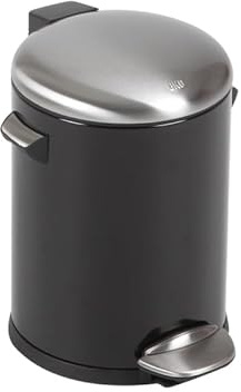 PROREGAL Retro Treteimer mit markanten Griffen und Kugelkappe | 5 Liter, HxØ 30x20,5cm | Kunststoff-Inneneimer | Schwarz
