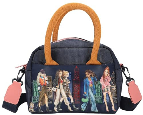 Depesche 12569 TOPModel City Girls - Kleine Umhängetasche mit Model-Motiv und Skyline, Täschchen mit verstellbarem Schultergurt