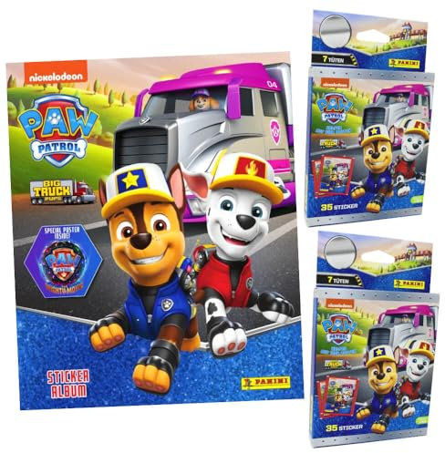 Panini Paw Patrol Sticker Serie 9 - Big Truck (2023) - Sammelsticker - Auswahl (1 Album + 2 Blister)