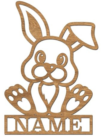codiarts. Namensschild, Wandbild, Kinderzimmer, Kindertür, personalisierbar mit Namen, selbstklebend (Hase)