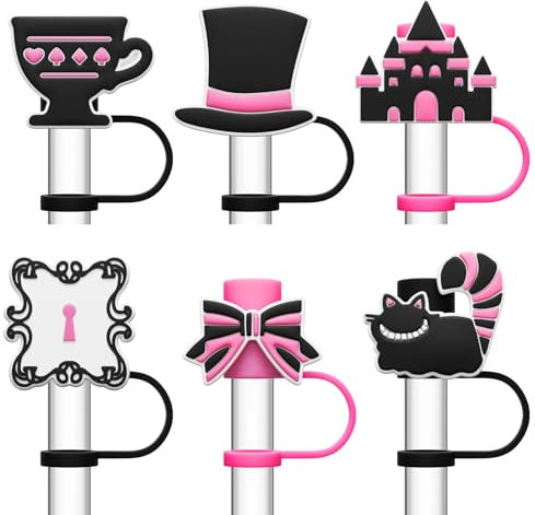 6 PCS Silicone Spill Stopper Set for Stanley Cup Straw Covers 30 oz / 40 oz Tumbler Leak Proof Drink Stoppers Silicone Straw Stopper Caps for Stanley Cup Accessories-Pink