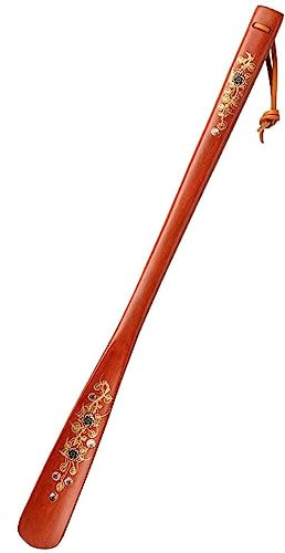 Calzador de madera maciza con mango largo, calzador para viajes de mujeres, cuchara para zapatos de maternidad con cordón de cuero, práctico elevador de zapatos de viaje de tamaño pequeño, para pers
