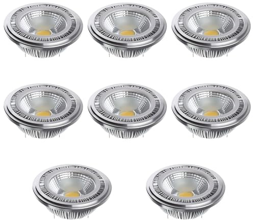 PAZWAHF AR111 LED Lampe G53 [8 Stück] • 12W COB 1200 Lumen • Dimmbar • Flutlicht Strahler • Ersatz für 100W Halogen • 60° Abstrahlwinkel • 220V